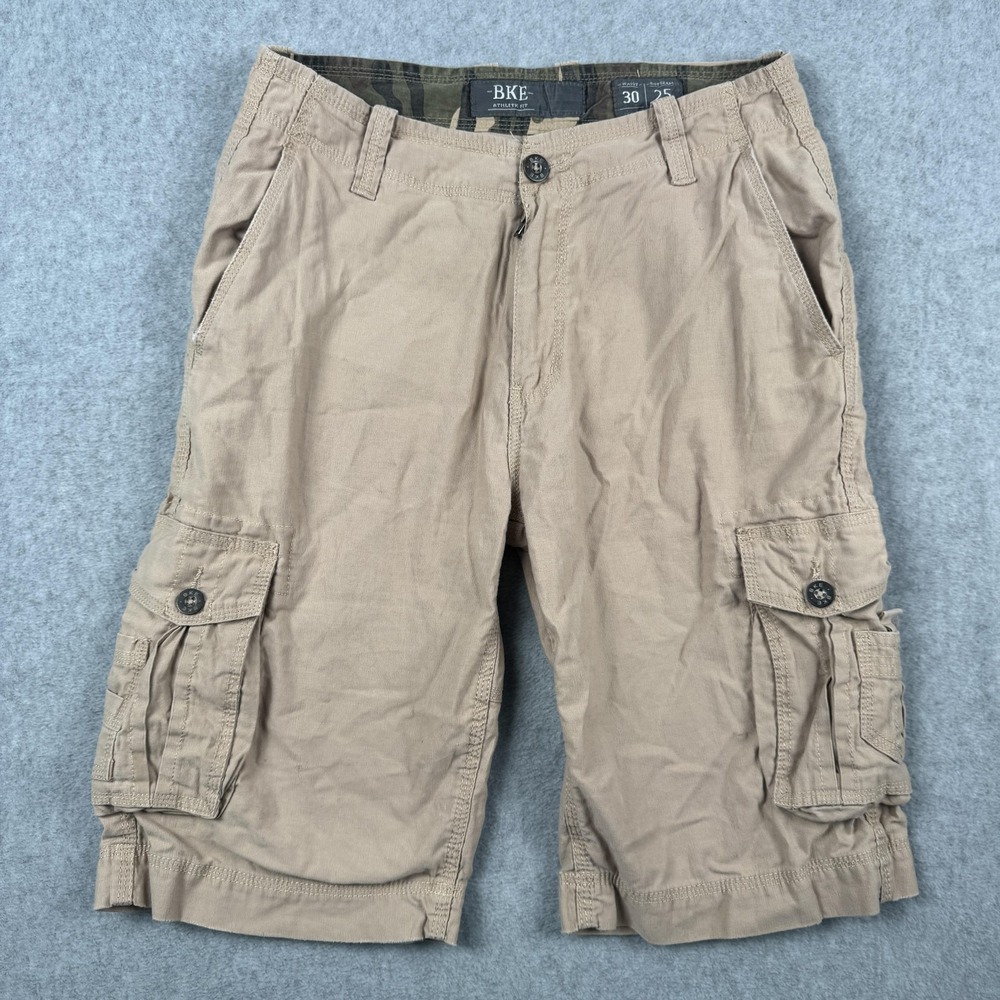 BKE Shorts Mens 30 Khaki Beige Paso Cargo Athletic Fit Y2K Cotton B6745 Utility‎